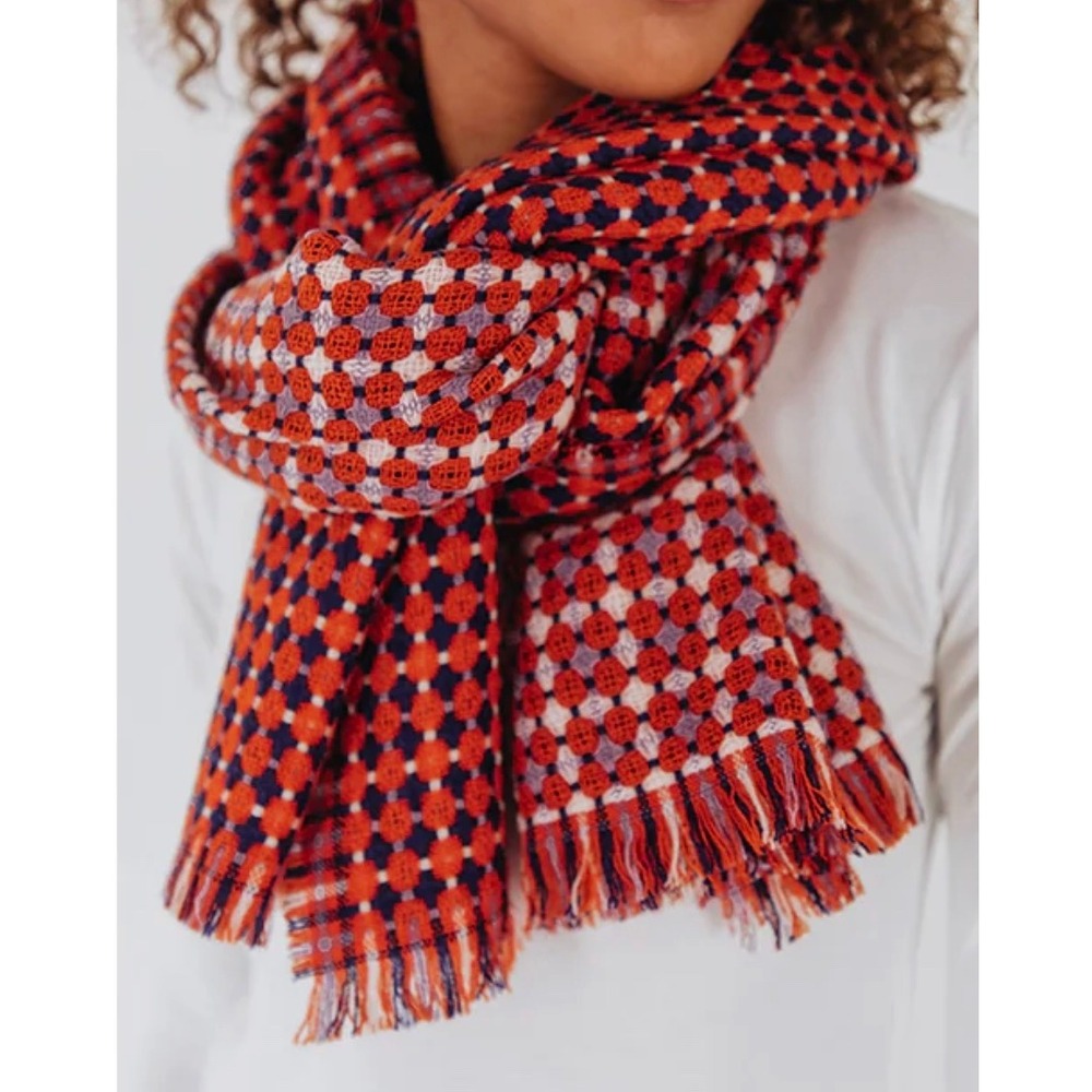 Echo Orange Navy Geometric Pattern Boho Festival … - image 1